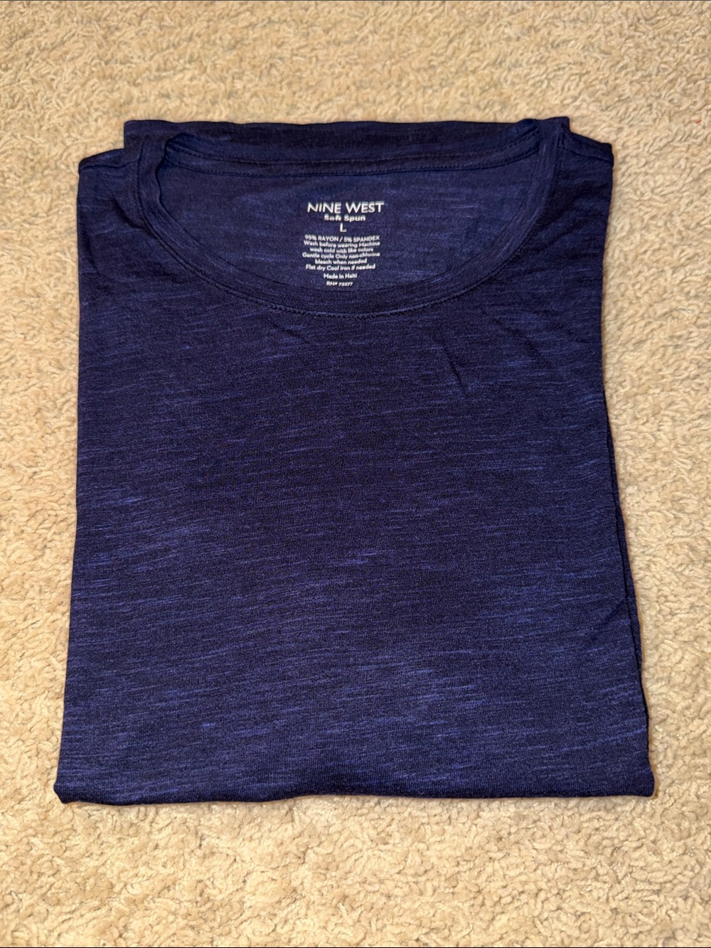 Nine West Women's Navy Crew Neck Short Sleeve Tee